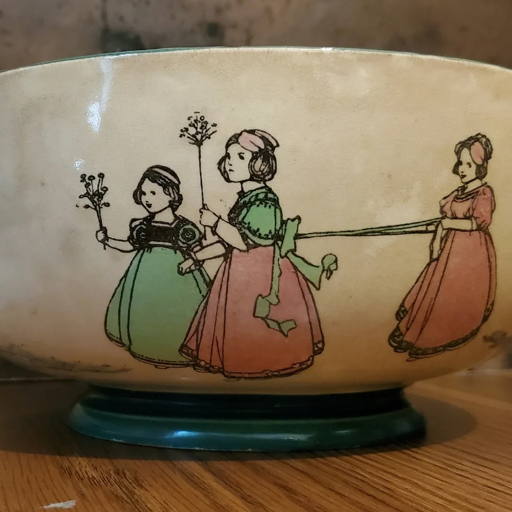Royal Doulton Springtime Large Footed Serving Fruit Bowl D3119 Art Nouveau -Rare